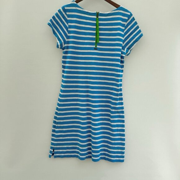 Hatley Blue & White Striped Dress L With Zipper Back Preppy Nautical - Picture 2 of 12